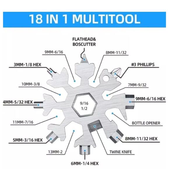 18 In 1 Snowflake Multitool Stainless Steel - Picture 2 of 2